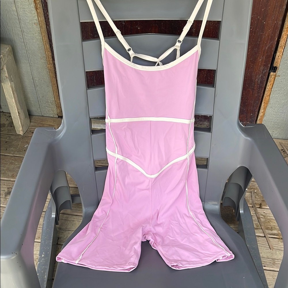 Pink and White Chemise with Spaghetti Straps